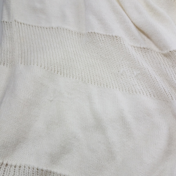Willi Smith Off White Sheer Striped Open Cardigan - Picture 8 of 10